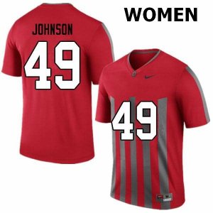 NCAA Ohio State Buckeyes Women's #49 Xavier Johnson Throwback Nike Football College Jersey HWR7845HU